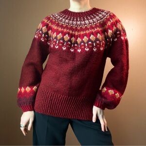 Burgundy Patterned Sweater